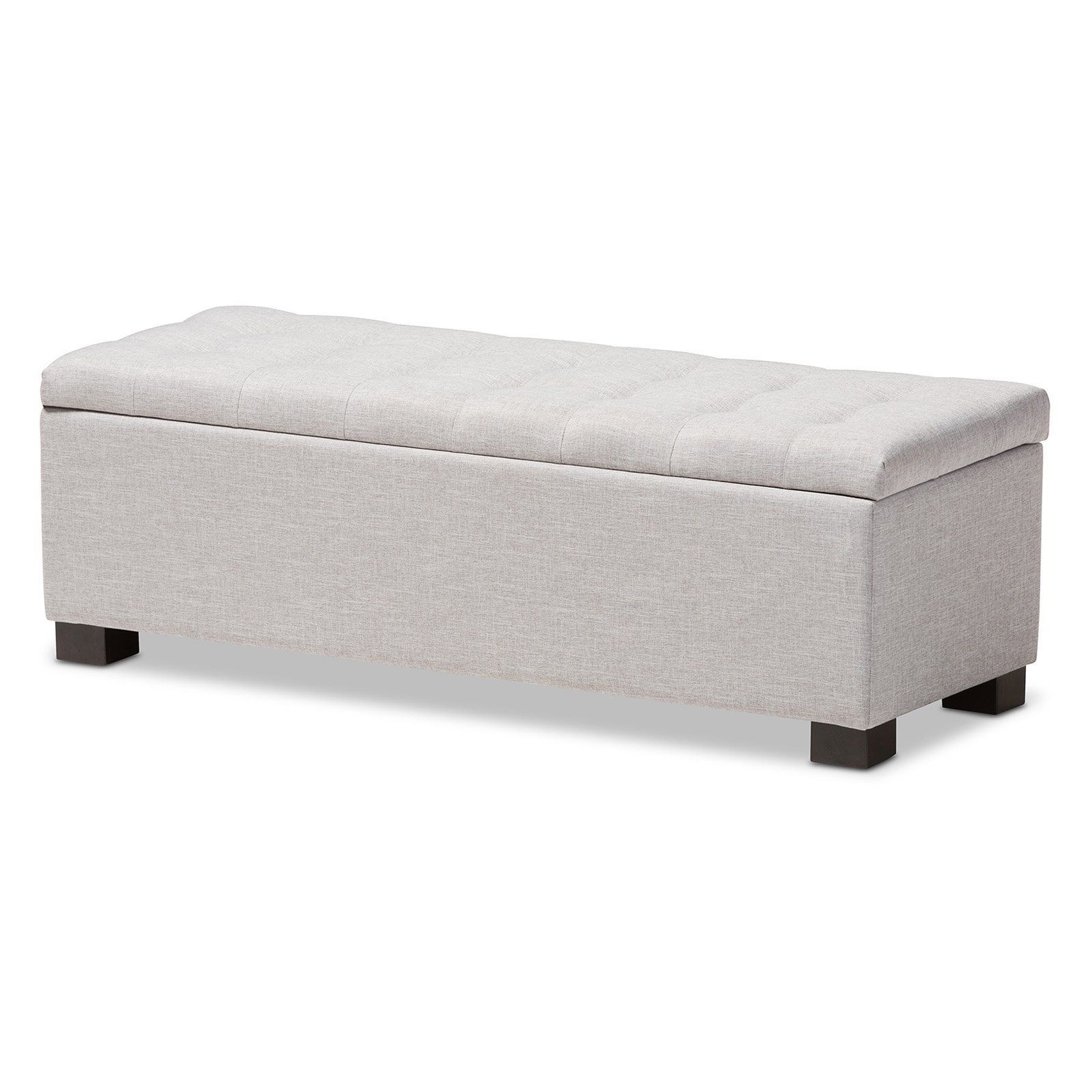 Baxton Studio Roanoke Upholstered Storage Ottoman Grayish Beige With Regard To Gray And Brown Stripes Cylinder Pouf Ottomans (View 14 of 20)