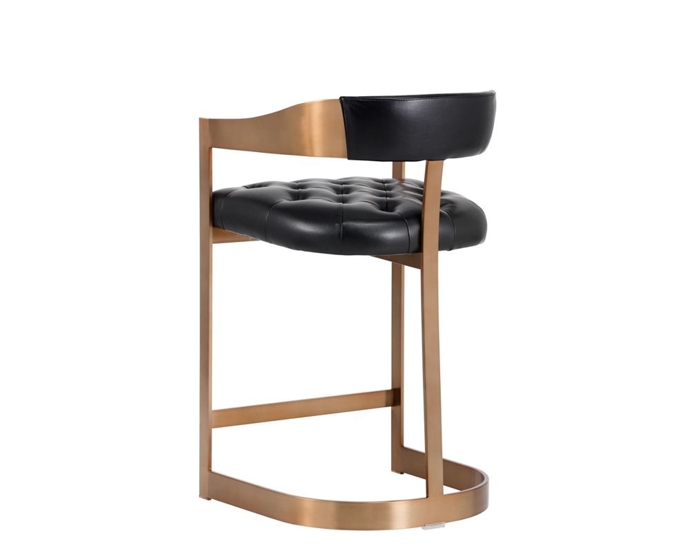 Beaumont Counter Stool – Antique Brass – Black Leather – Metro Element Within Espresso Antique Brass Stools (View 10 of 20)
