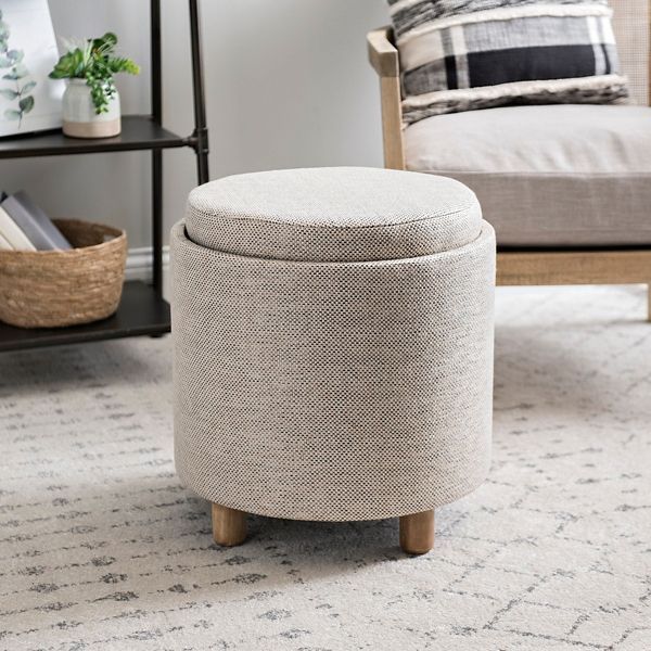 Beige Fabric Storage Ottoman With Tray | Kirklands | Fabric Storage In Multi Color Fabric Storage Ottomans (View 16 of 20)