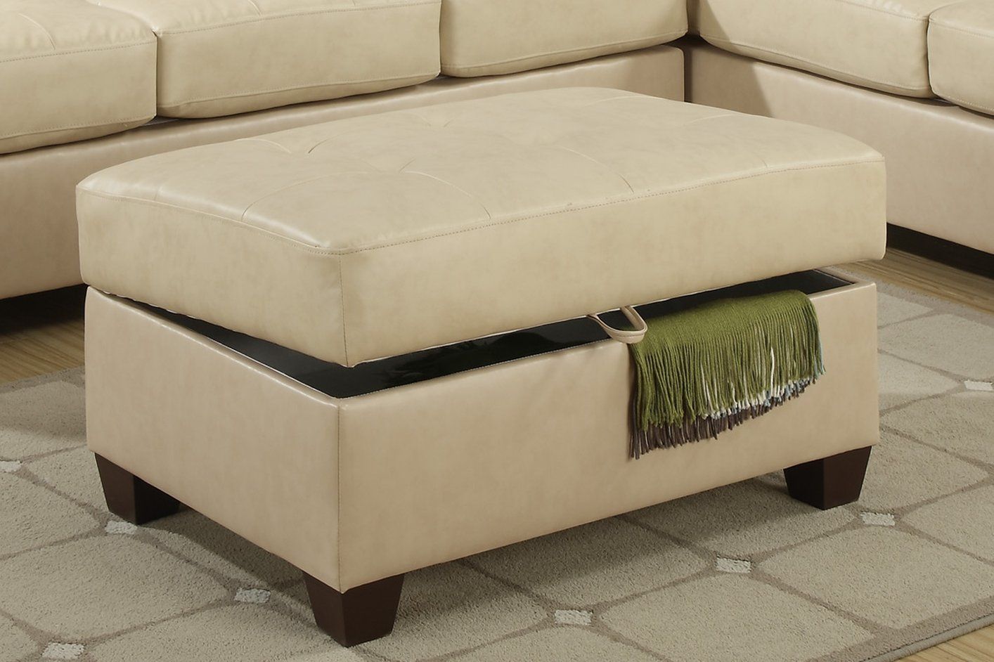 Beige Leather Ottoman – Steal A Sofa Furniture Outlet Los Angeles Ca Inside Espresso Leather And Tan Canvas Pouf Ottomans (View 6 of 20)