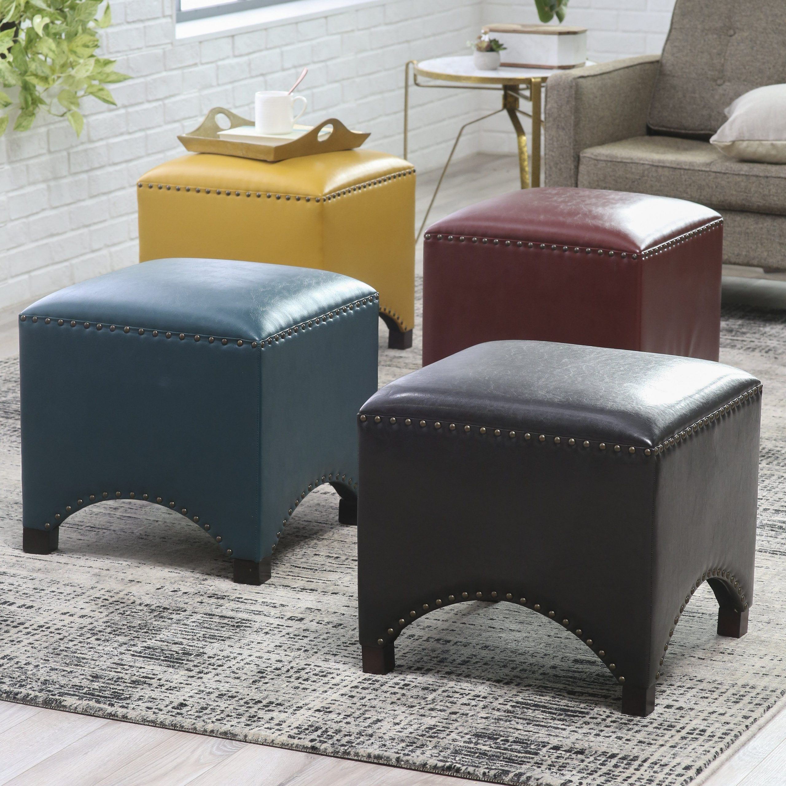 Belham Living Hutton Arched Cube Nailhead Ottoman | Www (View 11 of 20)