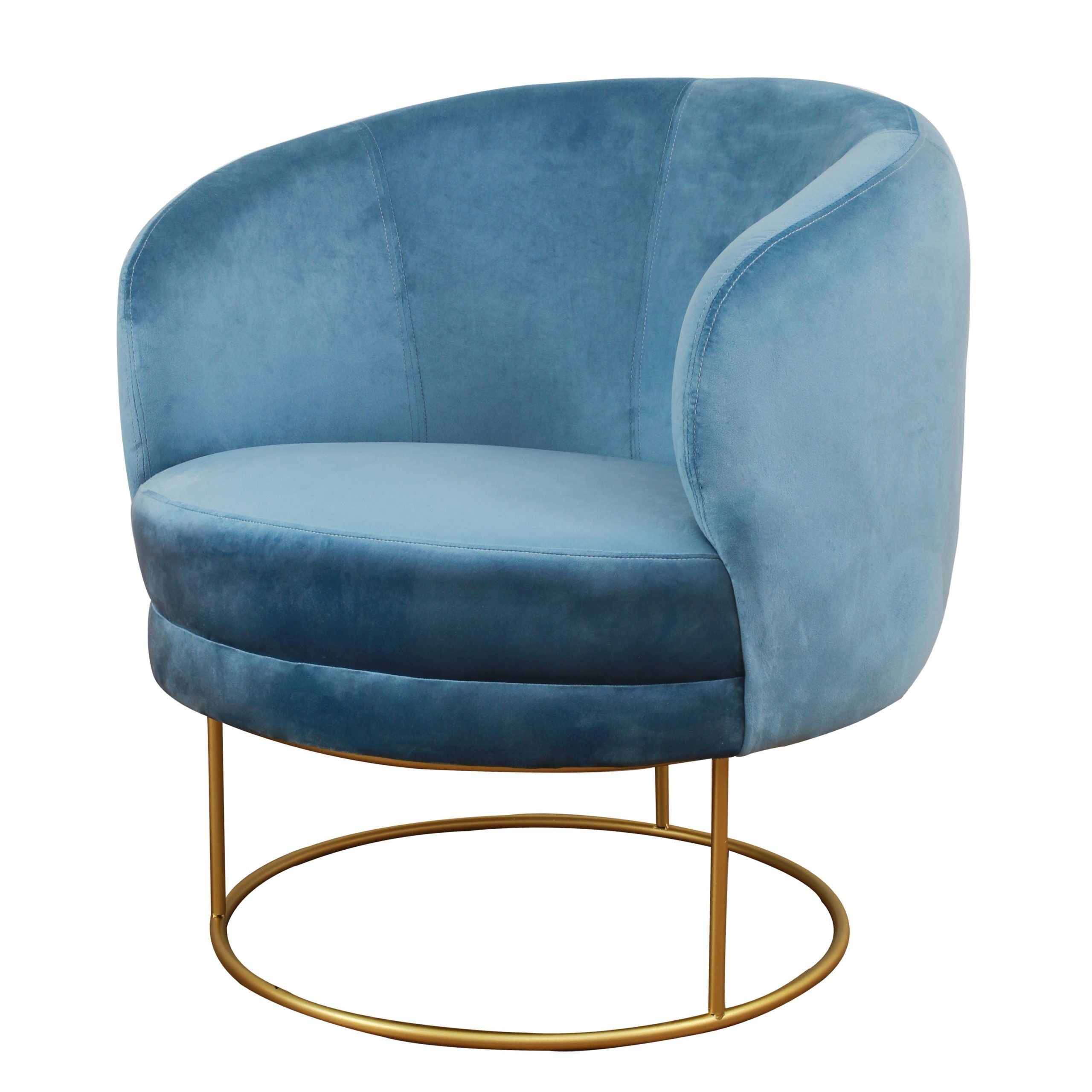 Bella Blue Velvet Chair – Tov Furniture With Regard To Royal Blue Round Accent Stools With Fringe Trim (View 3 of 20)