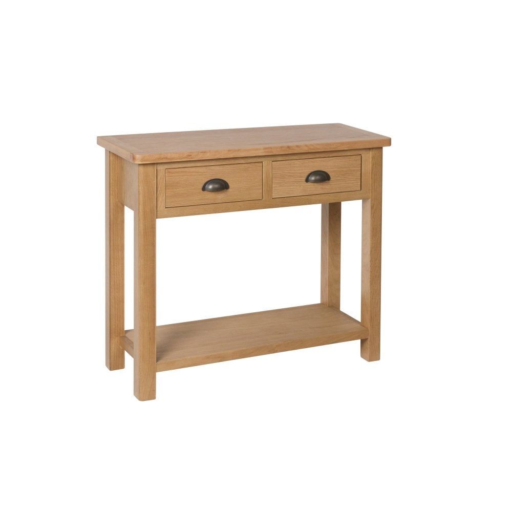 Belle Maison Hammond 2 Drawer Console Table, Real Oak | Leader Furniture Throughout 2 Drawer Console Tables (View 8 of 20)