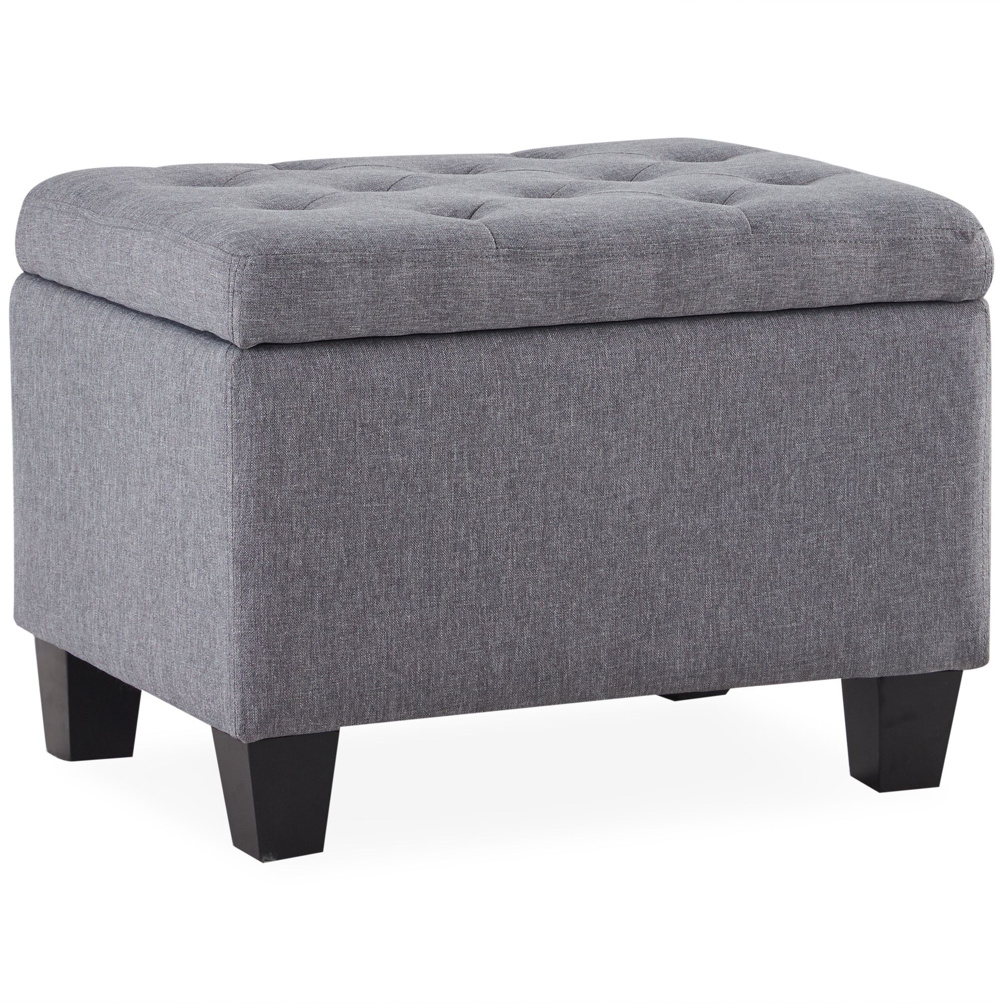 Belleze Modern Tufted Storage Ottoman Lift Top Rectangle Footstool Intended For Linen Tufted Lift Top Storage Trunk (View 7 of 20)