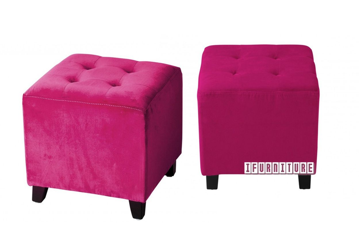 Ben Fabric Ottoman *pink Velvet Inside Pink Fabric Banded Ottomans (View 7 of 20)