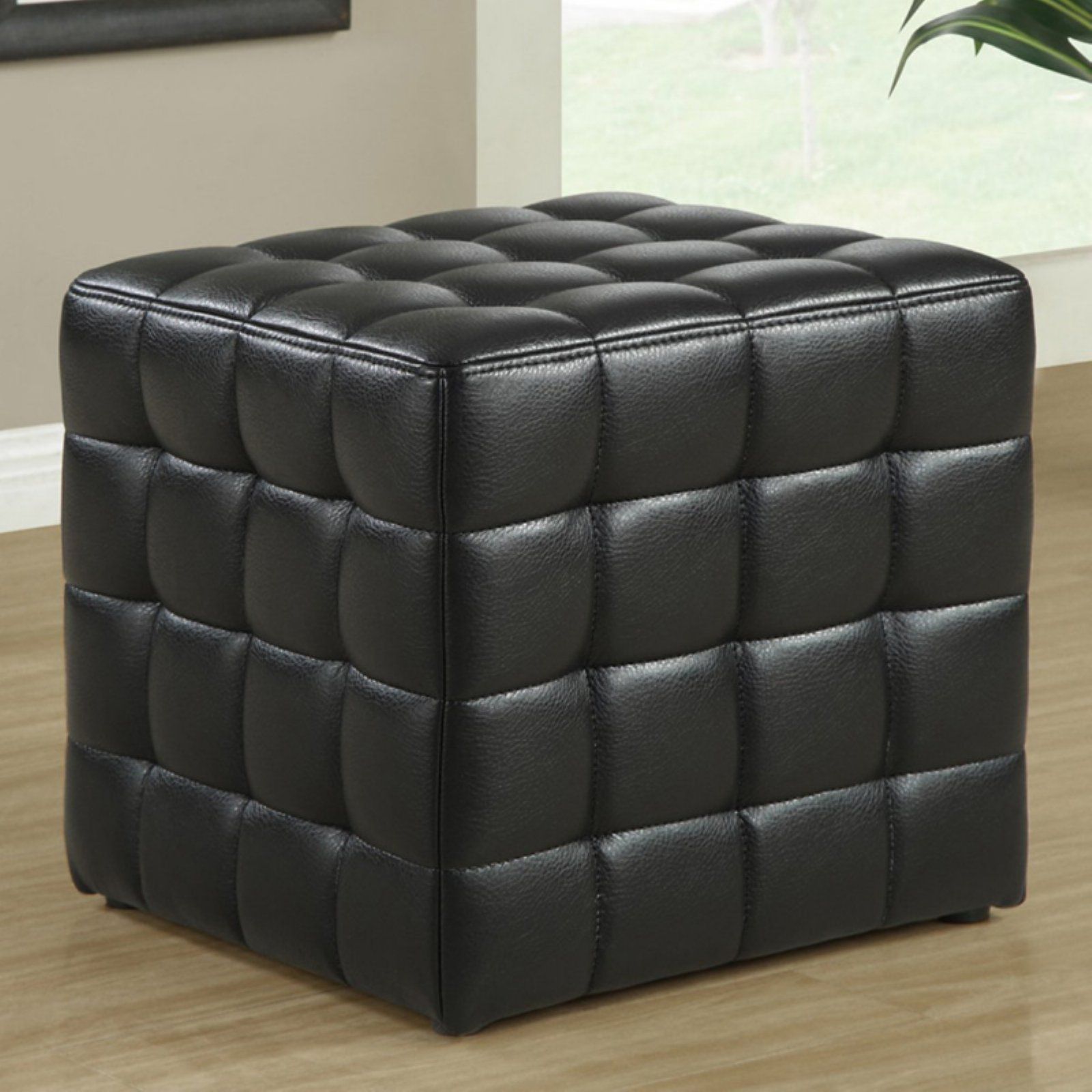 Benno Cube Ottoman | Faux Leather Ottoman, Black Ottoman, Furniture Within Black Faux Leather Cube Ottomans (View 11 of 20)