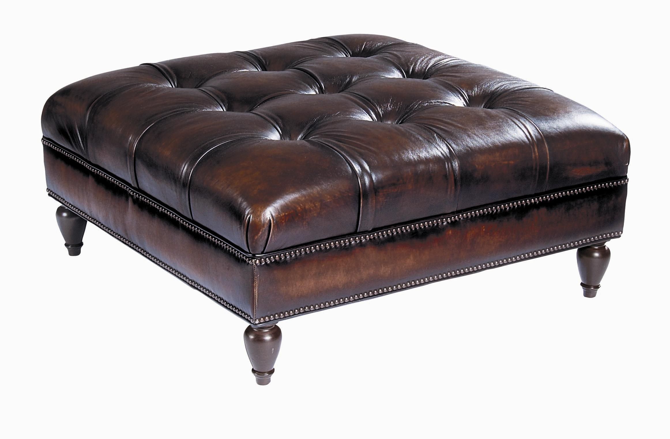 Bernhardt Colston Square Ottoman | Story & Lee Furniture | Ottomans Throughout Caramel Leather And Bronze Steel Tufted Square Ottomans (View 15 of 20)