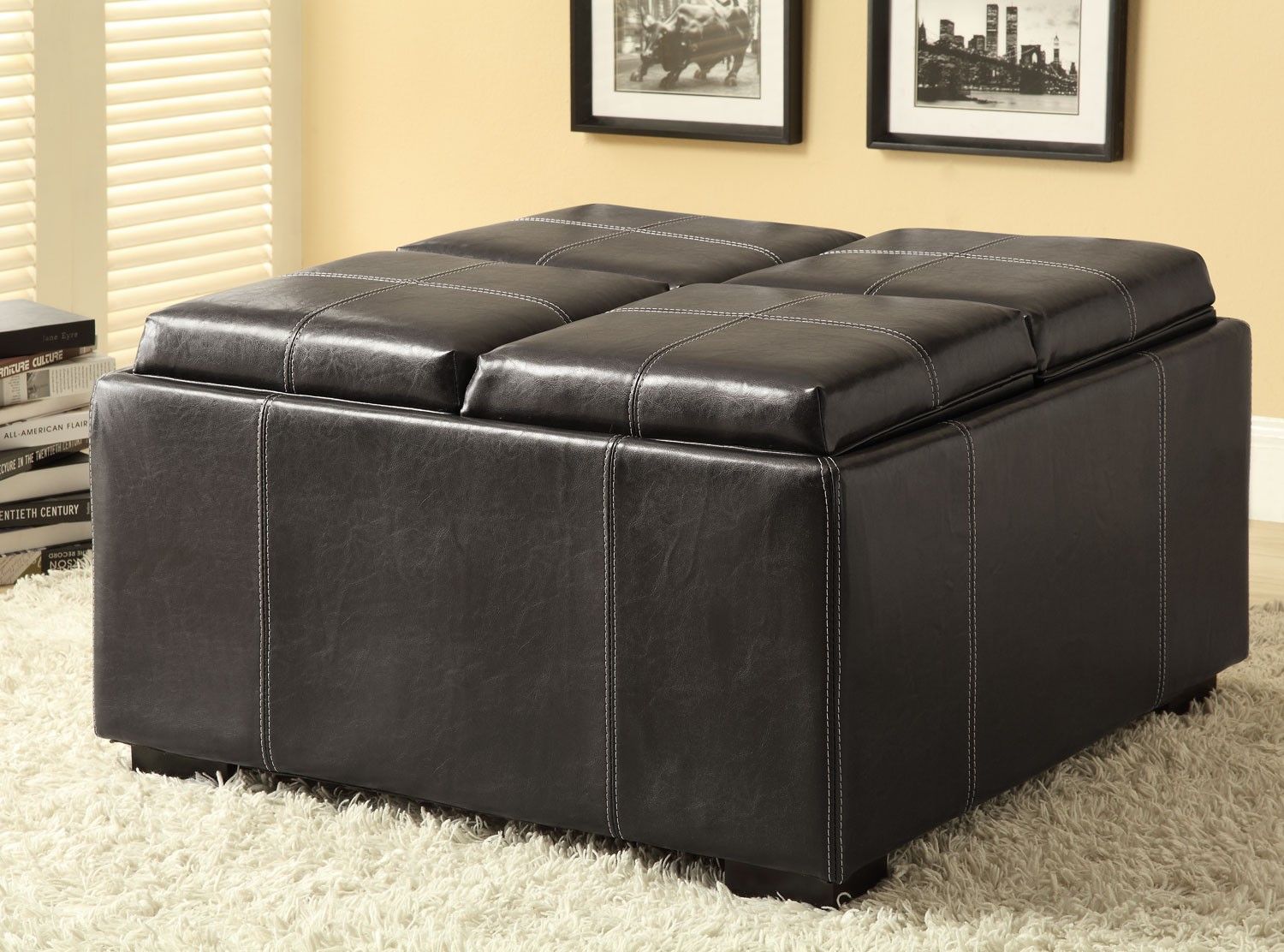 Best Black Storage Ottoman Ideas Intended For Black And Ivory Solid Cube Pouf Ottomans (View 7 of 20)