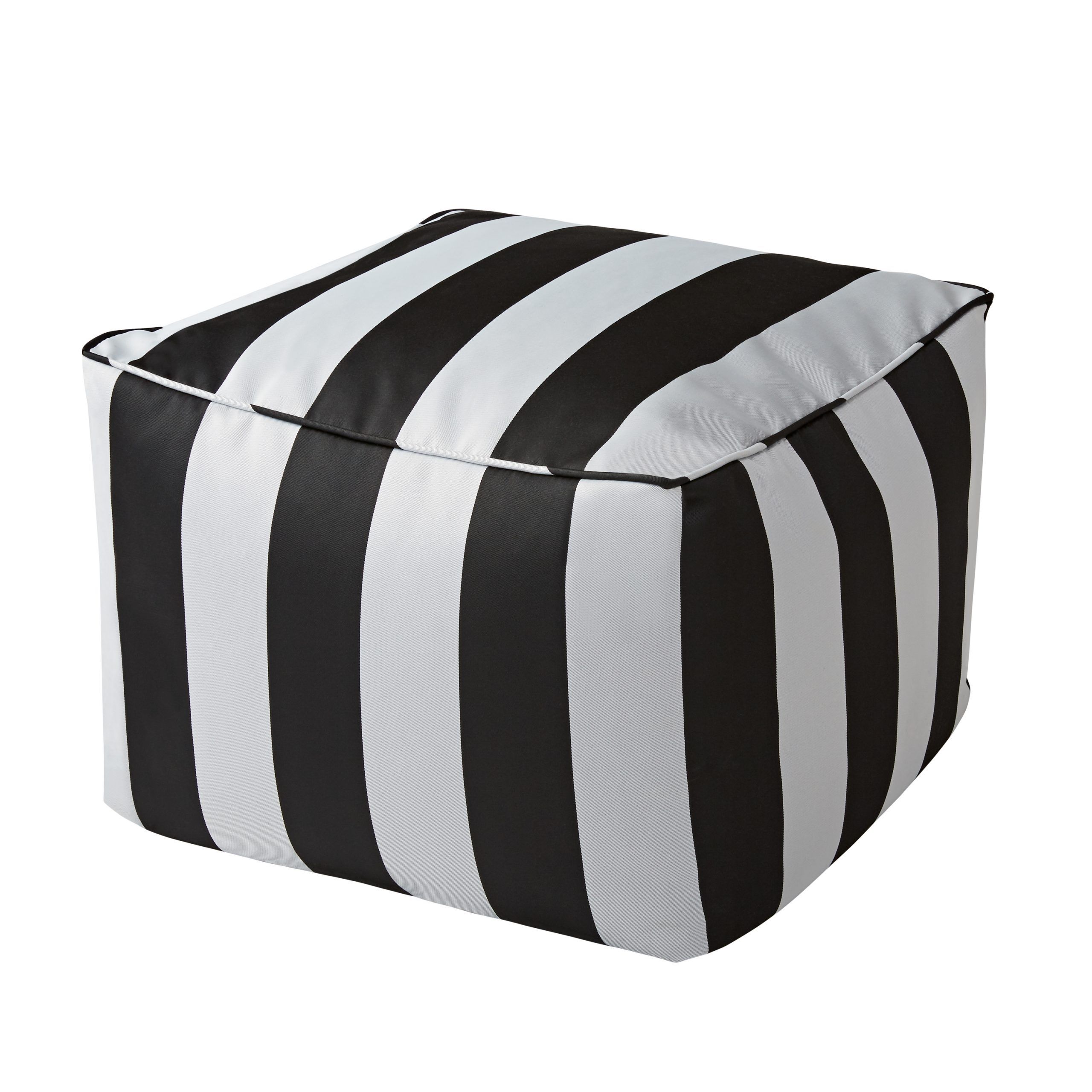 Better Homes & Gardens Dream Bean Patio Bean Bag Ottoman, Black And Inside Black And White Zigzag Pouf Ottomans (View 5 of 20)