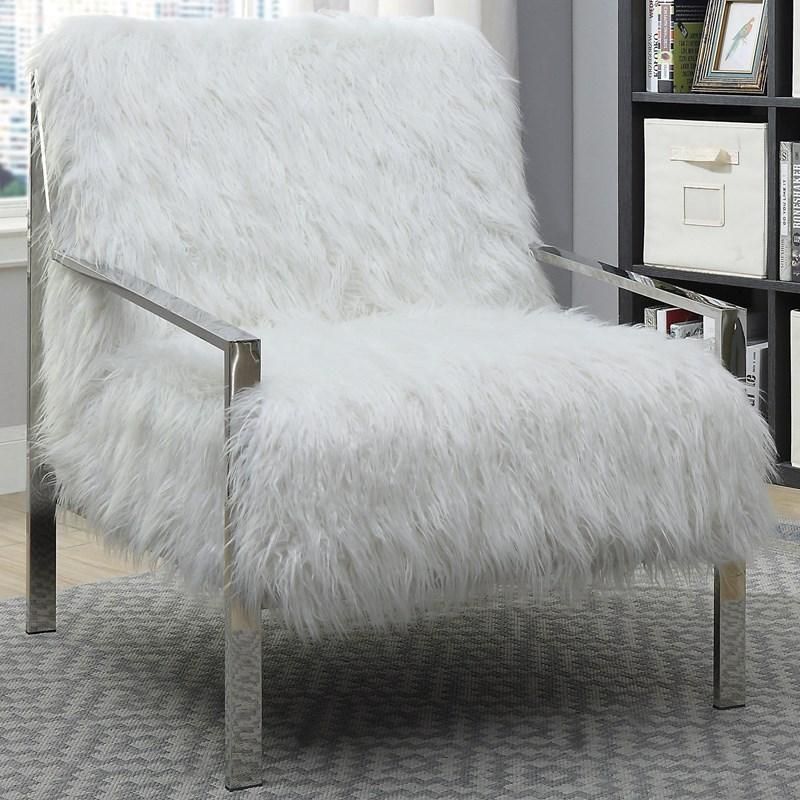 Birr White Accent Chair Fabric Chrome Legs – Standard Distributors Limited For White Textured Round Accent Stools (View 14 of 20)