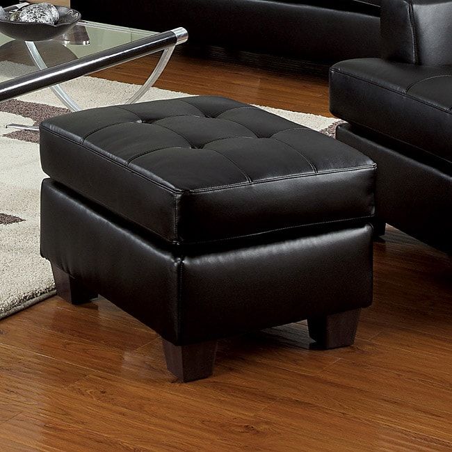 Black Bonded Leather Ottoman – 13504105 – Overstock Shopping Within Black Leather Ottomans (View 10 of 20)