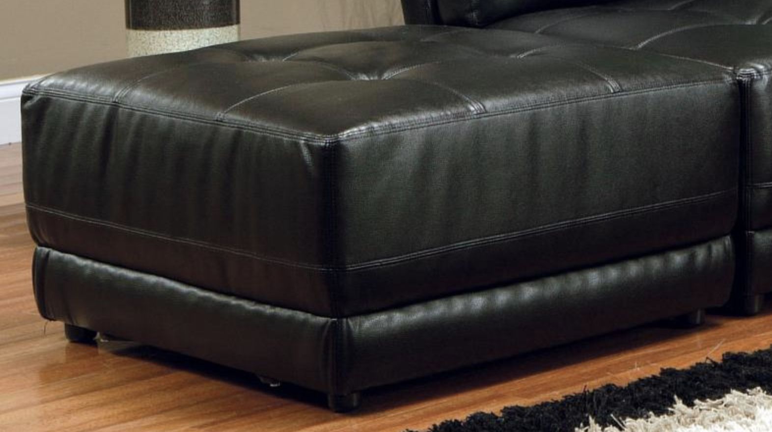 Black Bonded Leather Ottoman With Deep Tufting 500893coaster For Black Leather Ottomans (View 9 of 20)