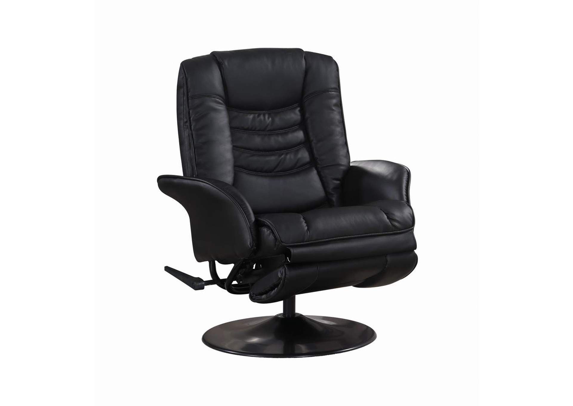 Black Casual Black Faux Leather Swivel Recliner Top Home Furniture In Black Faux Leather Swivel Recliners (View 10 of 20)