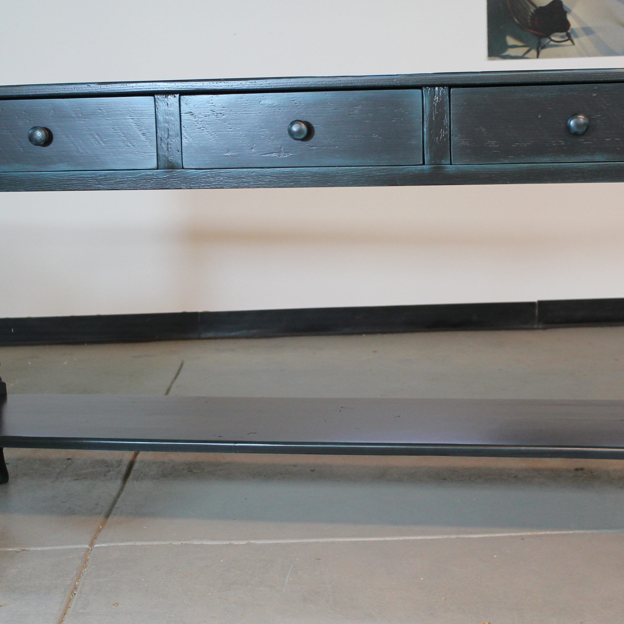 Black Console Table In Reclaimed Wood | Lake And Mountain Home Inside Caviar Black Console Tables (View 17 of 20)