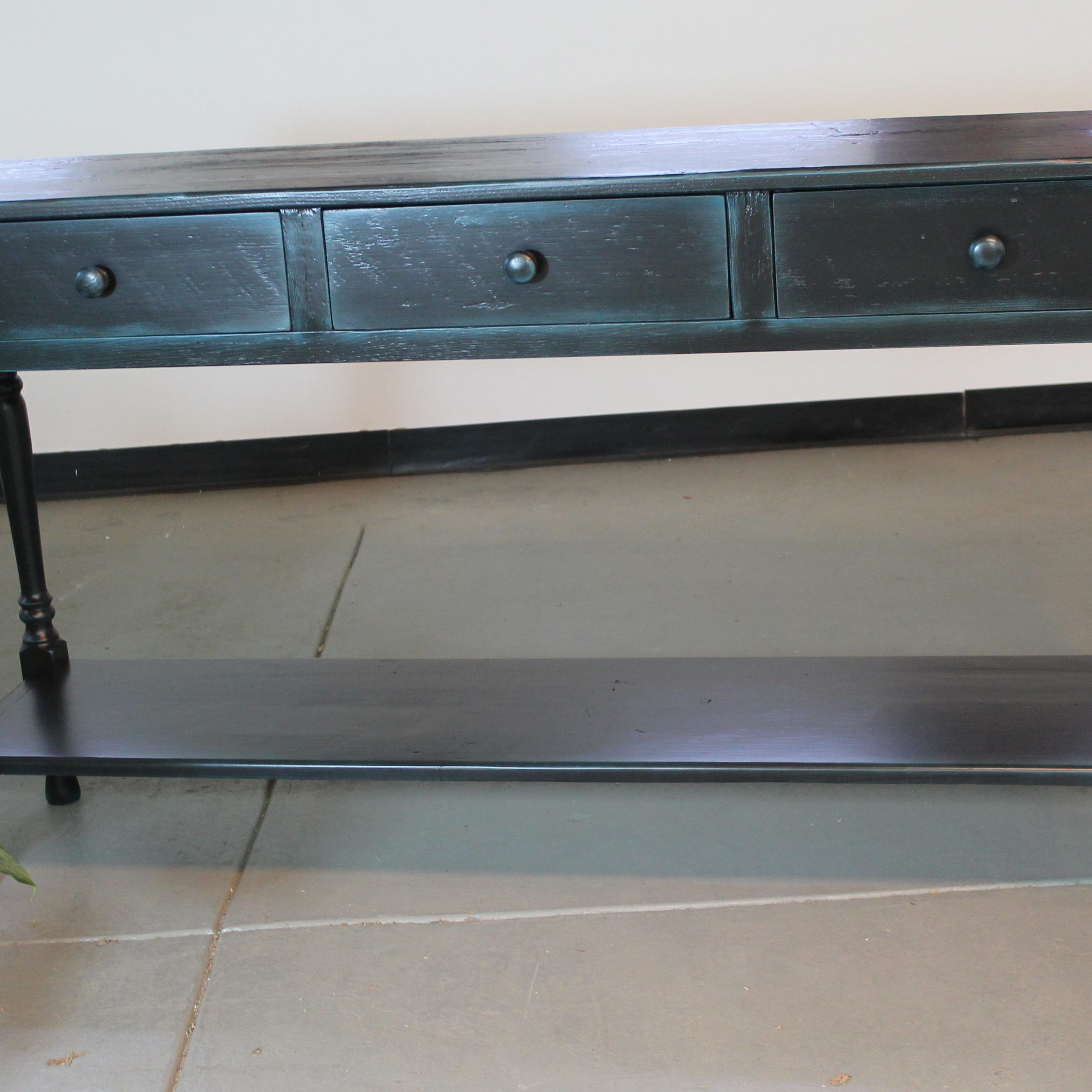 Black Console Table In Reclaimed Wood – Lake And Mountain Home With Regard To Swan Black Console Tables (View 4 of 20)