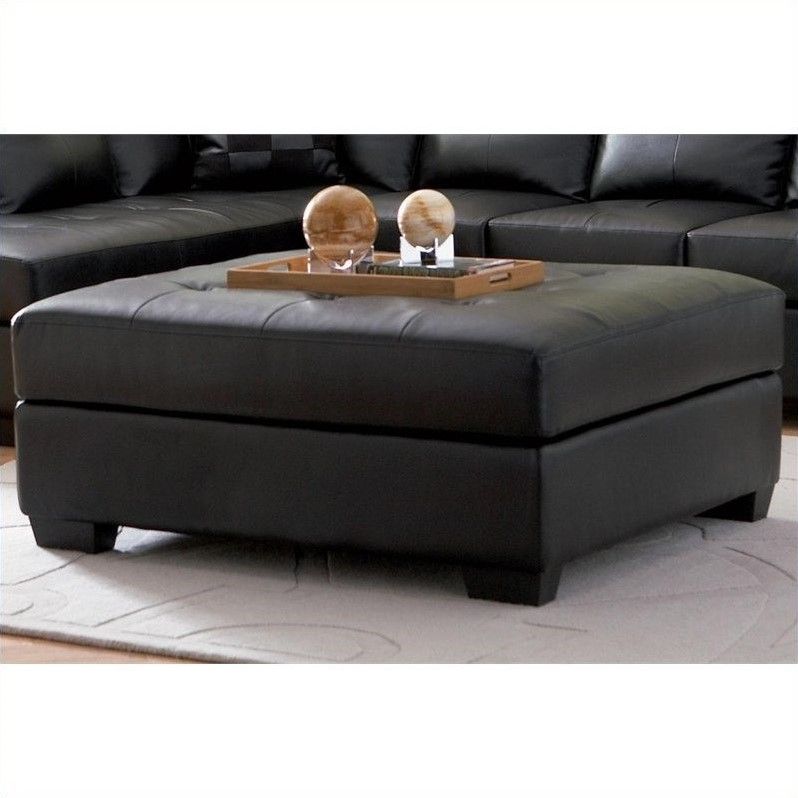 Black Faux Leather Ottoman Coffee Table – Home Complete Black Faux Regarding Black Faux Leather Ottomans With Pull Tab (View 3 of 20)