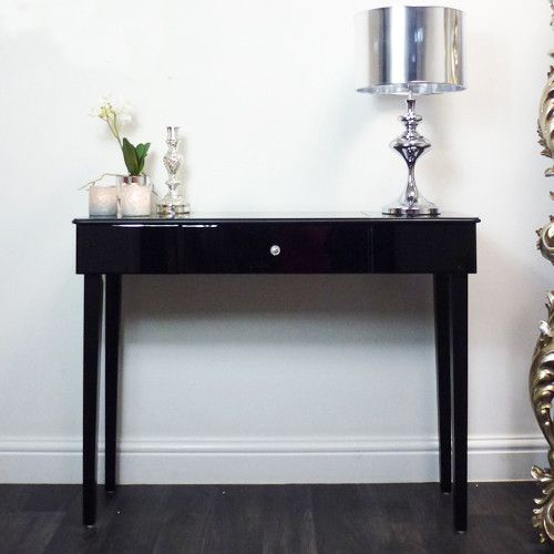 Black Glass Modern Console Table – Contemporary – Console Tables – Throughout Black Wood Storage Console Tables (View 8 of 20)