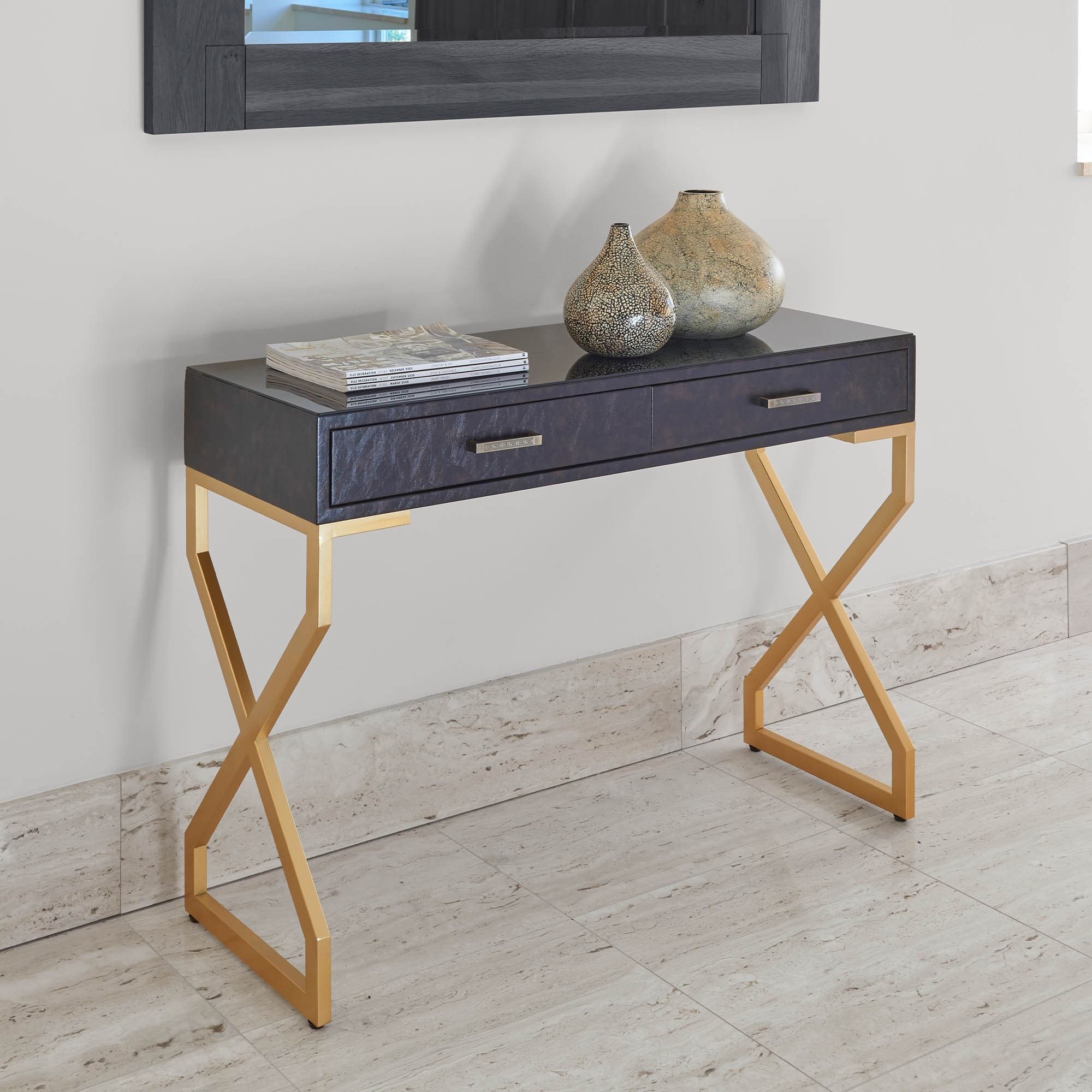 Black & Gold Console Table | Console Table | Contemporary Table With Black And Gold Console Tables (View 4 of 20)