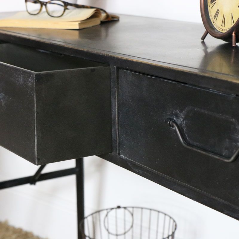 Black Industrial Style Desk / Console Table – Windsor Browne For Caviar Black Console Tables (View 2 of 20)
