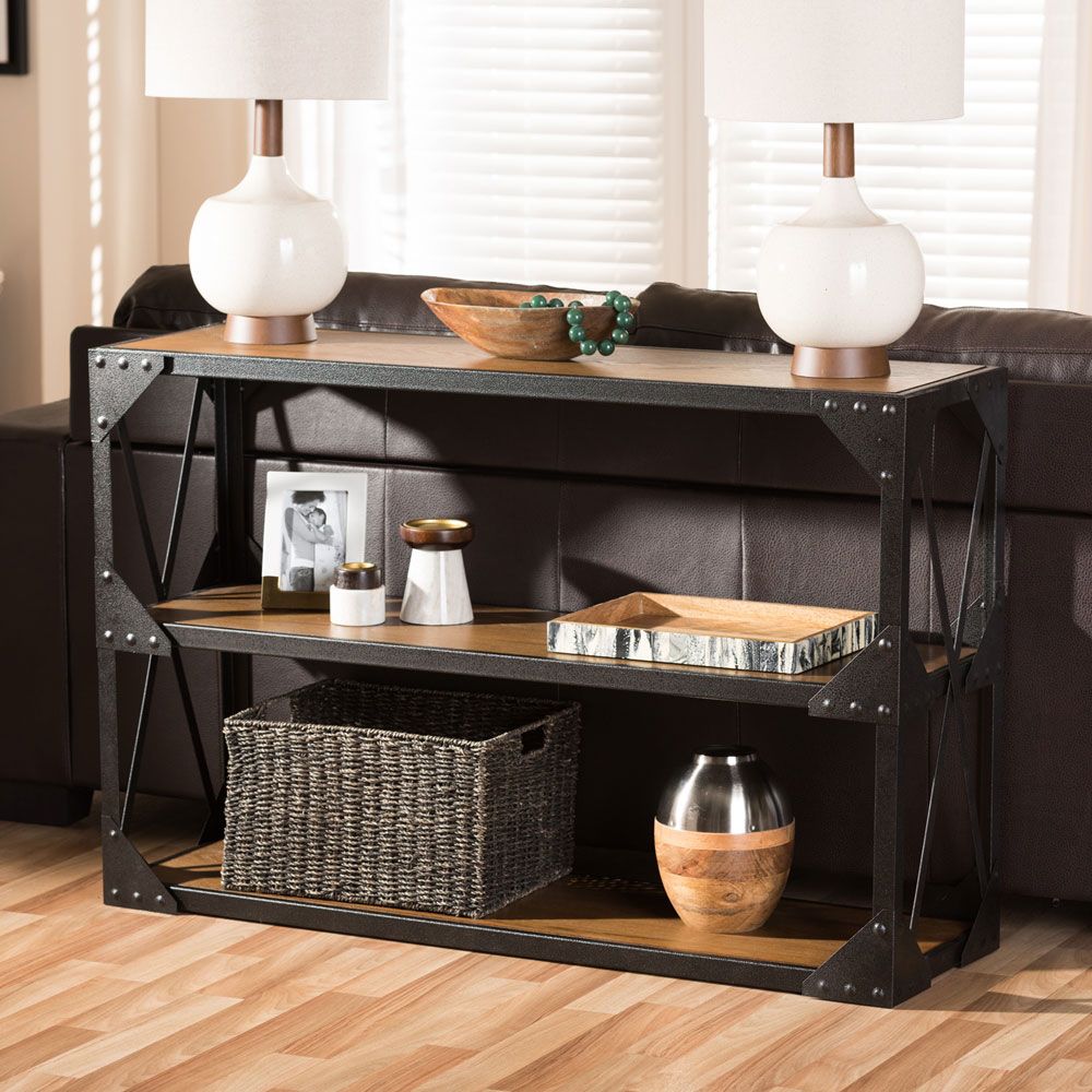 Black Iron Wood Console Table | Modern Furniture • Brickell Collection Inside Black Console Tables (View 11 of 20)