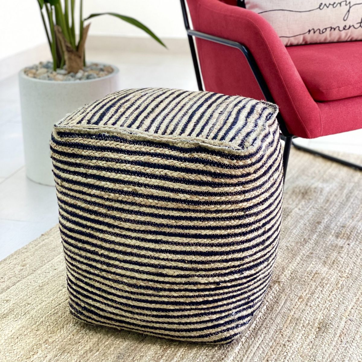 Black Jute Ottoman – Pic Cheese Within White Jute Pouf Ottomans (Gallery 19 of 20)