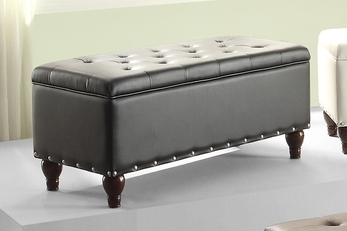 Black Leather Ottoman – Steal A Sofa Furniture Outlet Los Angeles Ca Inside Black Leather And Gray Canvas Pouf Ottomans (View 4 of 20)