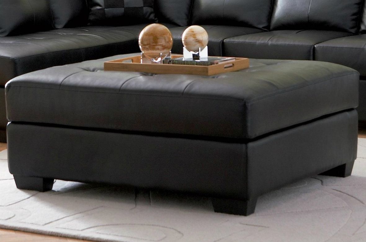 Black Leather Ottoman – Steal A Sofa Furniture Outlet Los Angeles Ca Regarding Black Leather And Gray Canvas Pouf Ottomans (View 12 of 20)