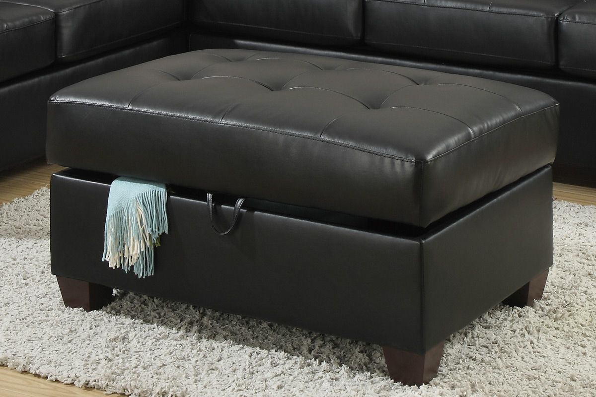 Black Leather Ottoman – Steal A Sofa Furniture Outlet Los Angeles Ca Regarding Black Leather And Gray Canvas Pouf Ottomans (View 1 of 20)