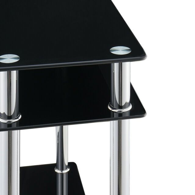 Black Or Clear Glass Chrome Console Table Large Hall Table Modern Throughout Chrome And Glass Rectangular Console Tables (View 9 of 20)