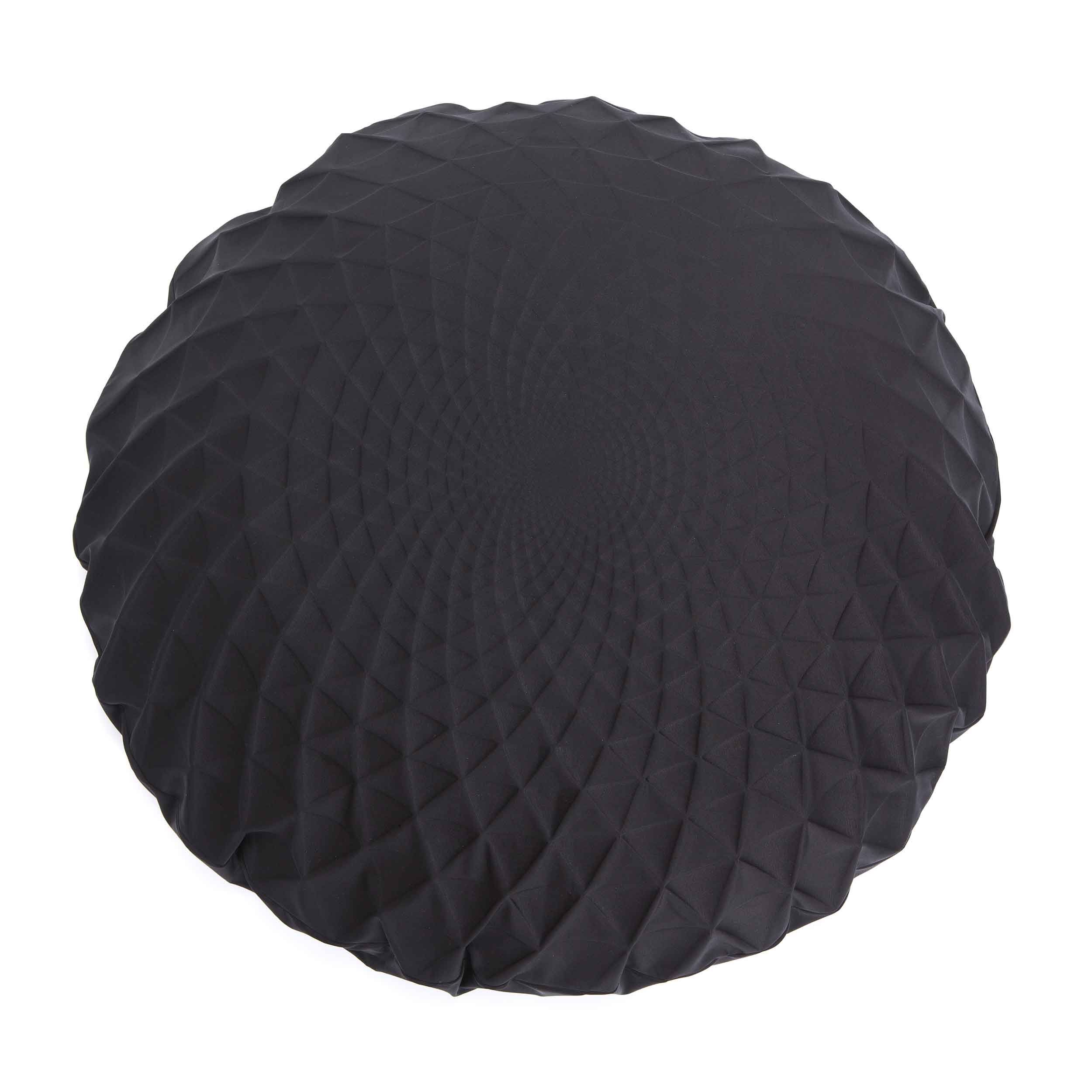 Black Ottoman, Black Round Pouf – Shahaf Model – Mikabarr Throughout Black And Natural Cotton Pouf Ottomans (View 6 of 20)