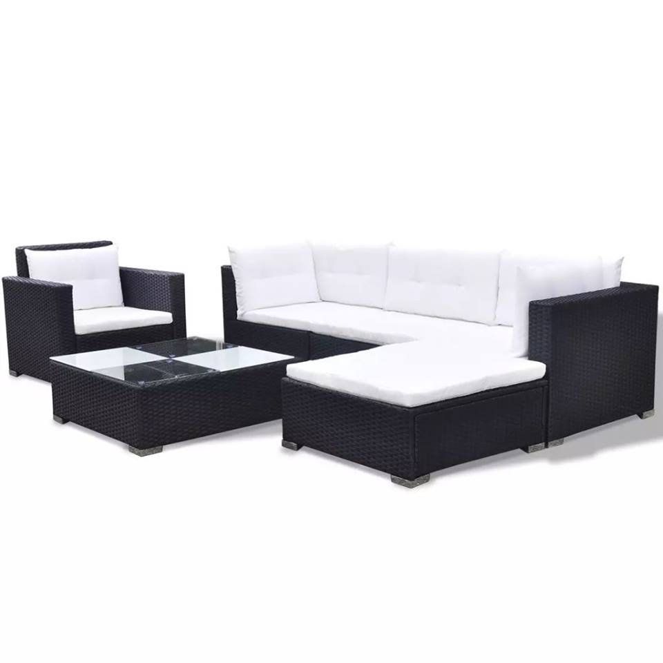 Black Rattan Corner Sofa Set Brand New Free Delivery Outdoor Garden Intended For Black And Tan Rattan Console Tables (View 12 of 20)
