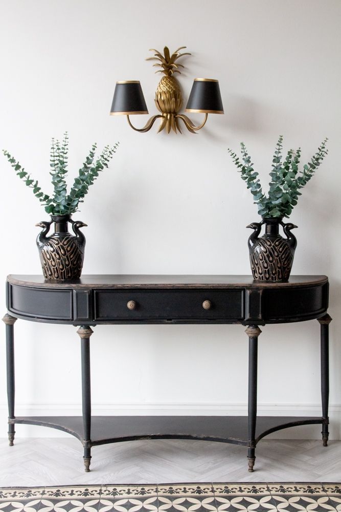 Black Vintage Style Metal Distressed Console Table | Rockett St George With Black Metal Console Tables (View 11 of 20)