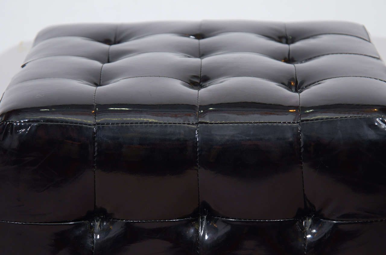 Black Wet Look Faux Leather Tufted Cube Ottomans Or Benches At 1stdibs Pertaining To Black Faux Leather Cube Ottomans (View 20 of 20)