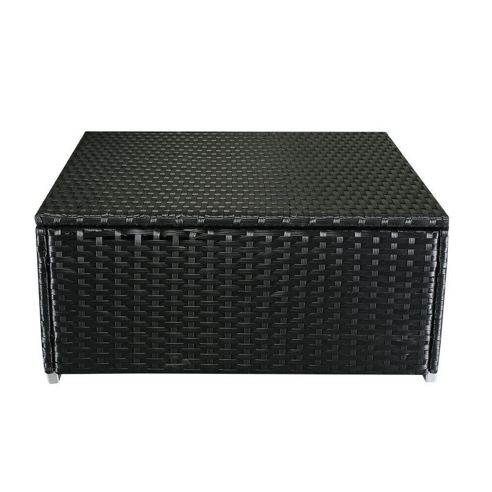 Black Wicker Ottoman Rattan Footstool Seat Chair Footstool Intended For Black And Off White Rattan Ottomans (View 4 of 19)