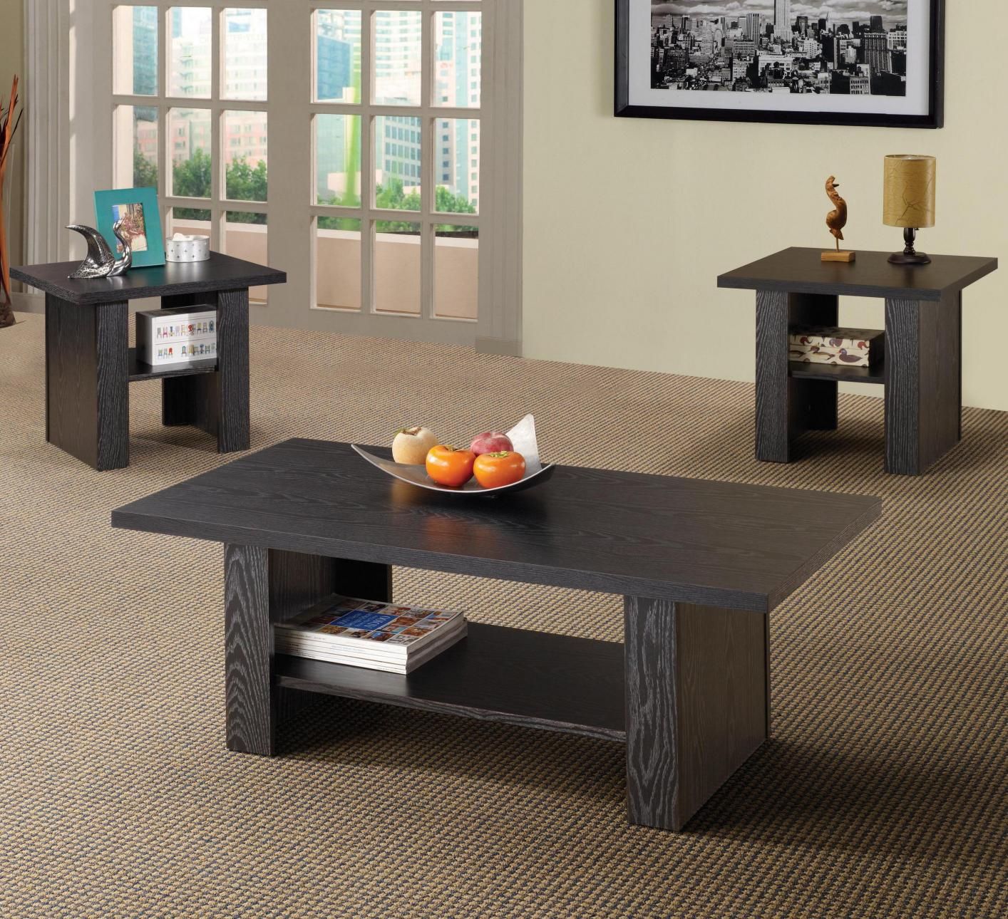 Black Wood Coffee Table Set – Steal A Sofa Furniture Outlet Los Angeles Ca Intended For Dark Coffee Bean Console Tables (View 3 of 20)