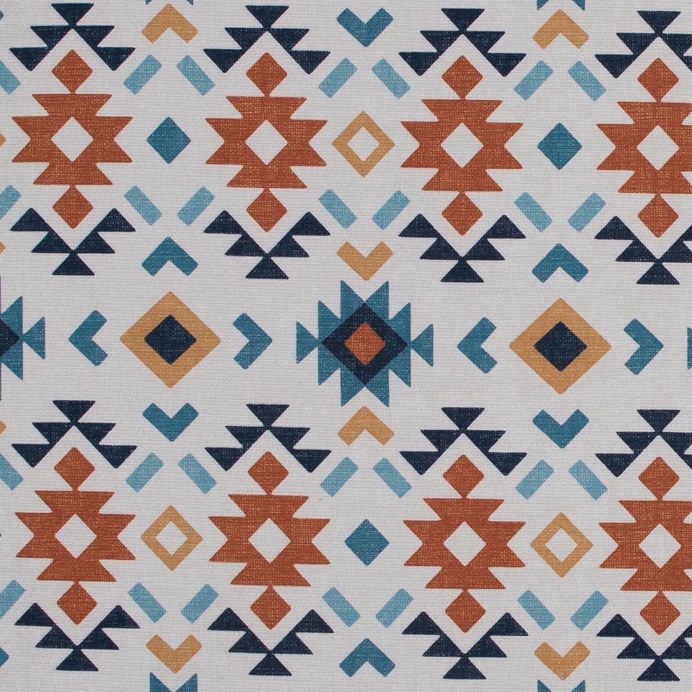 Blue And Orange Geometric Printed Brushed Canvas | Geometric, Eclectic Pertaining To Brushed Geometric Pattern Ottomans (View 19 of 20)