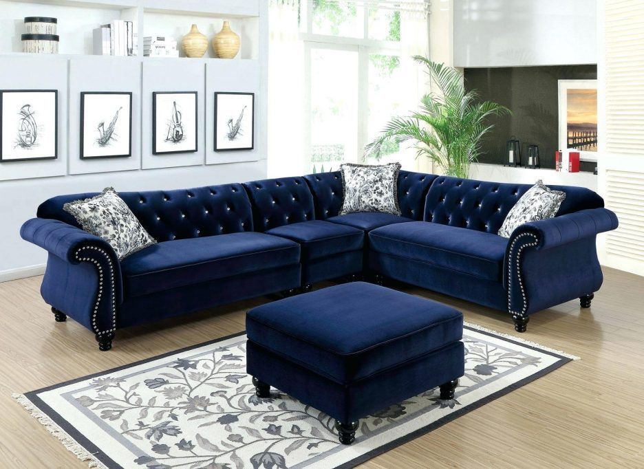 Blue Sectional Couch Large Size Of Ottoman Navy Blue Sectional Couch Regarding Dark Blue Fabric Banded Ottomans (View 11 of 20)