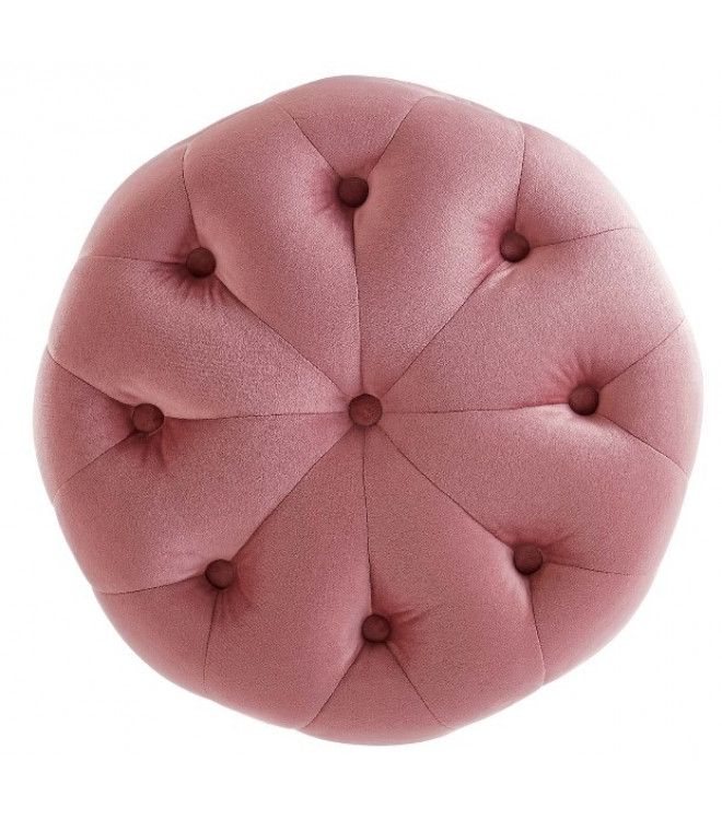 Blush Dusty Pink Velvet Totally Tufted Round Ottoman Footstool Intended For Textured Blush Round Pouf Ottomans (View 10 of 20)