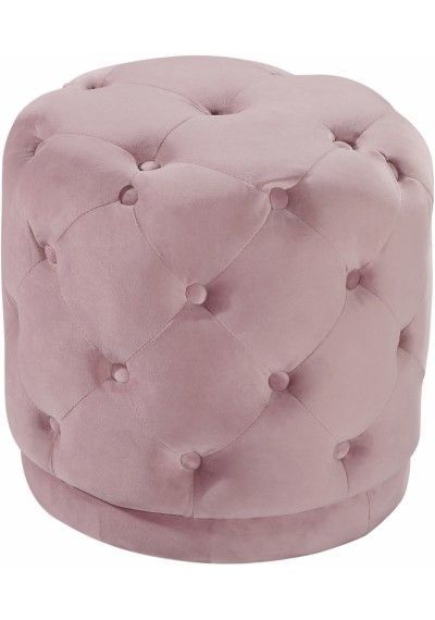 Blush Pink Round Velvet Tufted Ottoman Footstool | Velvet Ottoman Within Textured Blush Round Pouf Ottomans (View 13 of 20)