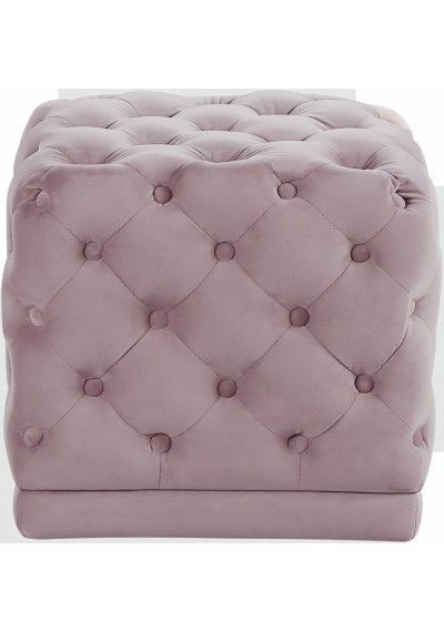 Blush Pink Square Velvet Tufted Ottoman Footstool | Tufted Ottoman Throughout Pink Champagne Tufted Fabric Ottomans (View 1 of 20)
