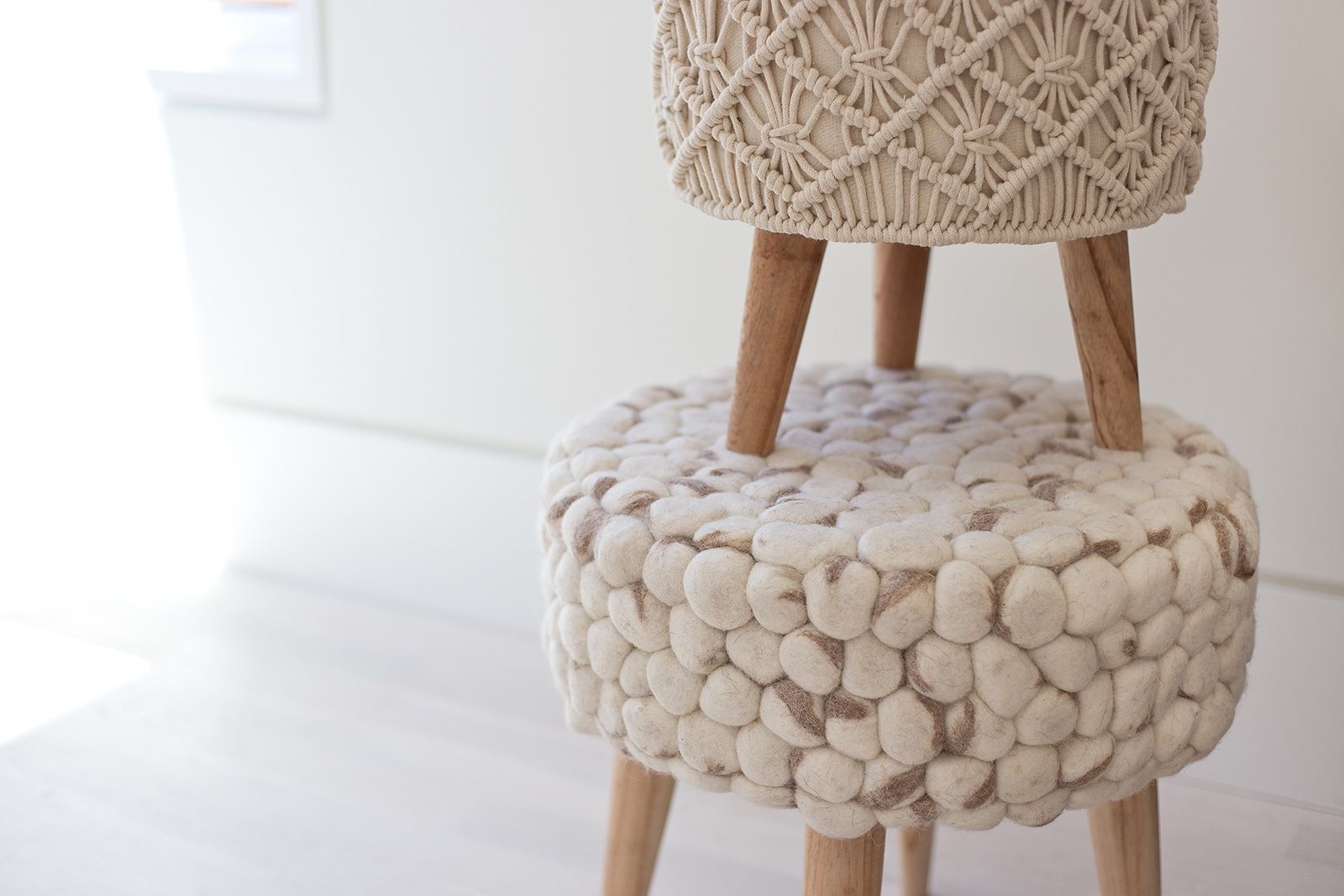 Bohemian Stool Felted Wool – Cream – Style In Form In Cream Wool Felted Pouf Ottomans (View 15 of 20)