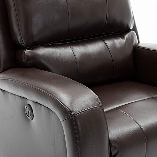 Bonzy Home Power Recliner Chair Air Leather – Overstuffed Electric Faux Intended For Black Faux Leather Usb Charging Ottomans (View 10 of 20)