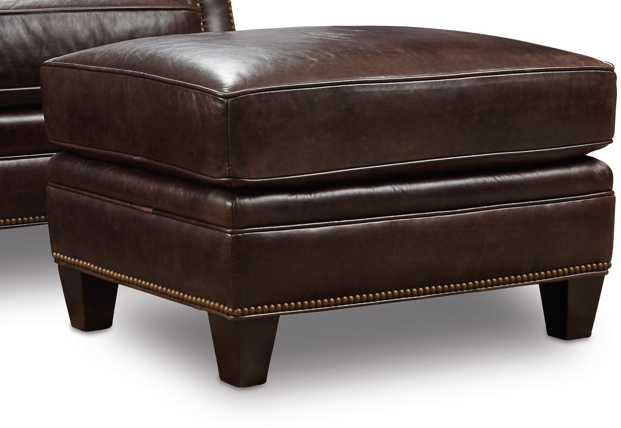 Bradshaw Brown Leather Ottoman From Hooker | Coleman Furniture In Leather Pouf Ottomans (View 8 of 20)