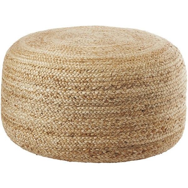 Braided Jute Large Pouf Liked On Polyvore Featuring Home, Furniture With Black Jute Pouf Ottomans (View 4 of 20)