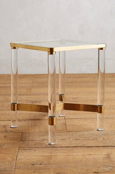 Brass Oscarine Lucite End Table With Regard To Silver And Acrylic Console Tables (View 20 of 20)