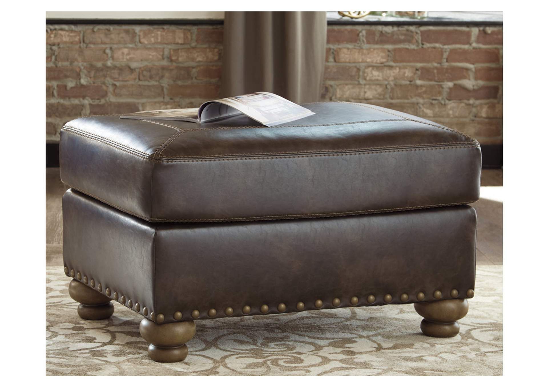 Brown/beige Nicorvo Ottoman Furniture World Nw Intended For Orange Fabric Round Modern Ottomans With Rope Trim (Gallery 20 of 20)