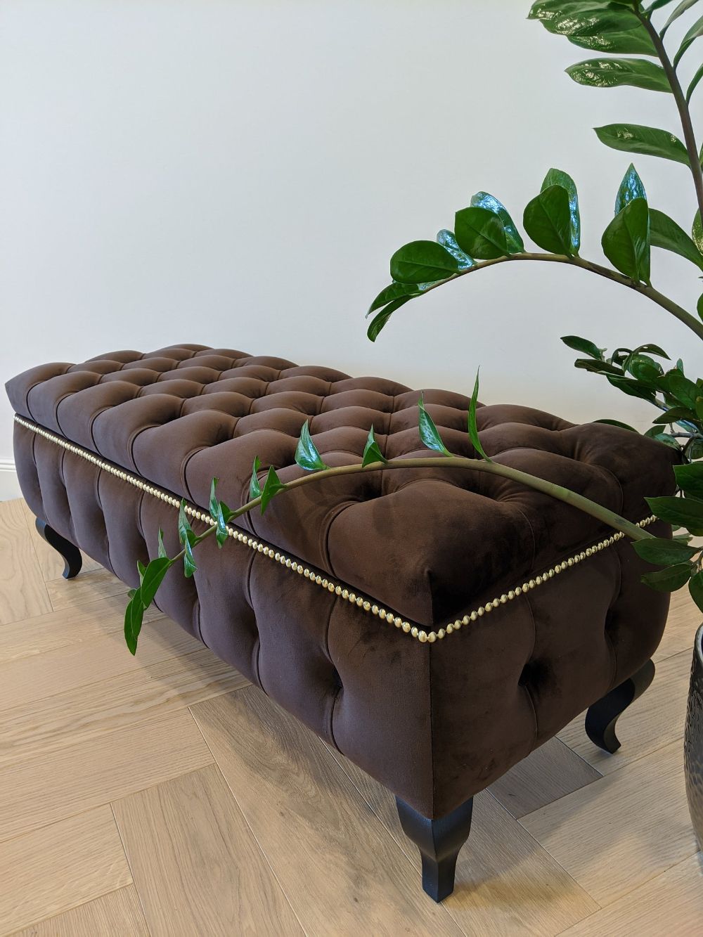 Brown Large Velvet Ottoman With Storage Box, Velvet Entryway Bench Intended For Gray Velvet Ottomans With Ample Storage (View 10 of 20)