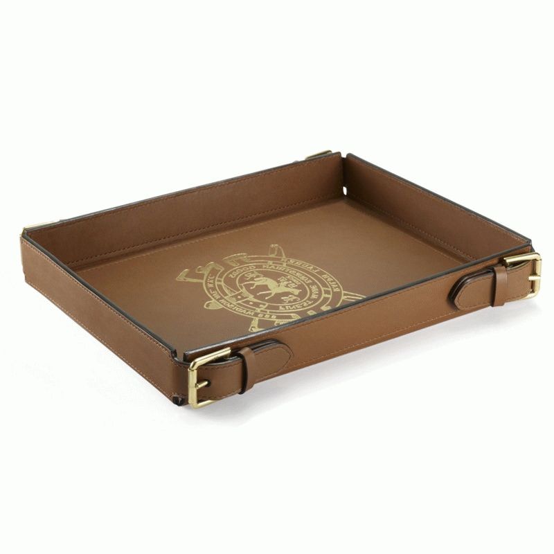Brown Leather Tray, Brown Leather Trays, Ralph Lauren Tray, Ralph For Espresso Faux Leather Ac And Usb Ottomans (View 16 of 20)