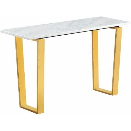 Brushed Gold White Marble Console Table With Regard To Square Black And Brushed Gold Console Tables (View 3 of 20)