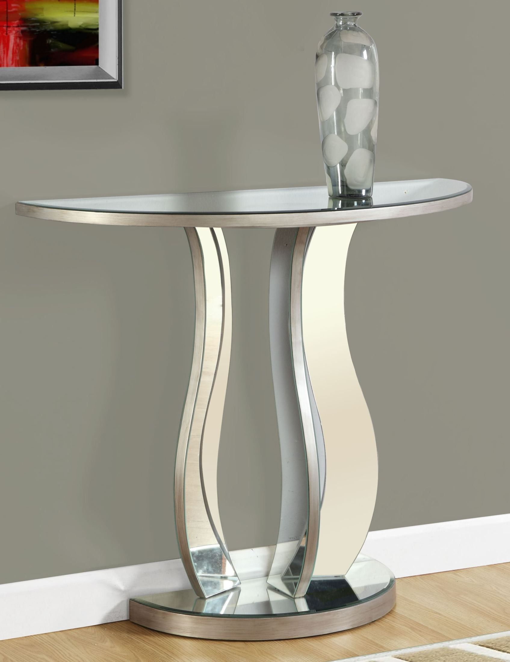 Brushed Silver 36" Console Table From Monarch | Coleman Furniture Throughout Metallic Gold Console Tables (Gallery 20 of 20)